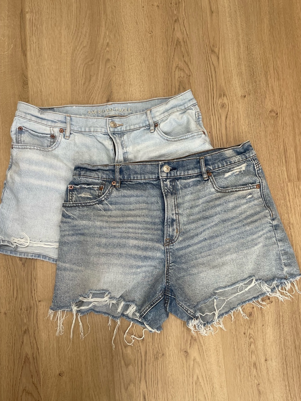 American Eagle Outfitters Light & Medium Wash Distressed Denim Shorts (14)